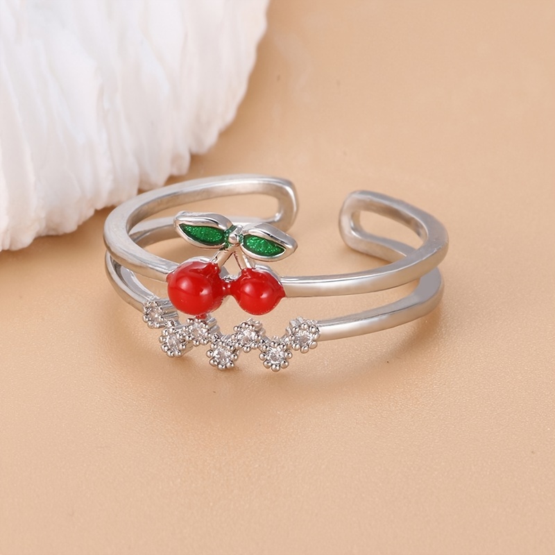 Double Layer Zirconia Cherry Ring